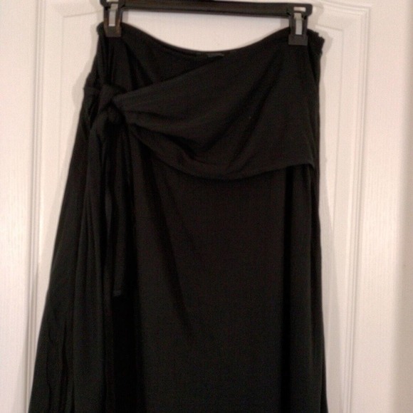 Forever 21 Womens Med Solid Black Skirt Faux Wrap Side Zip - Picture 3 of 6